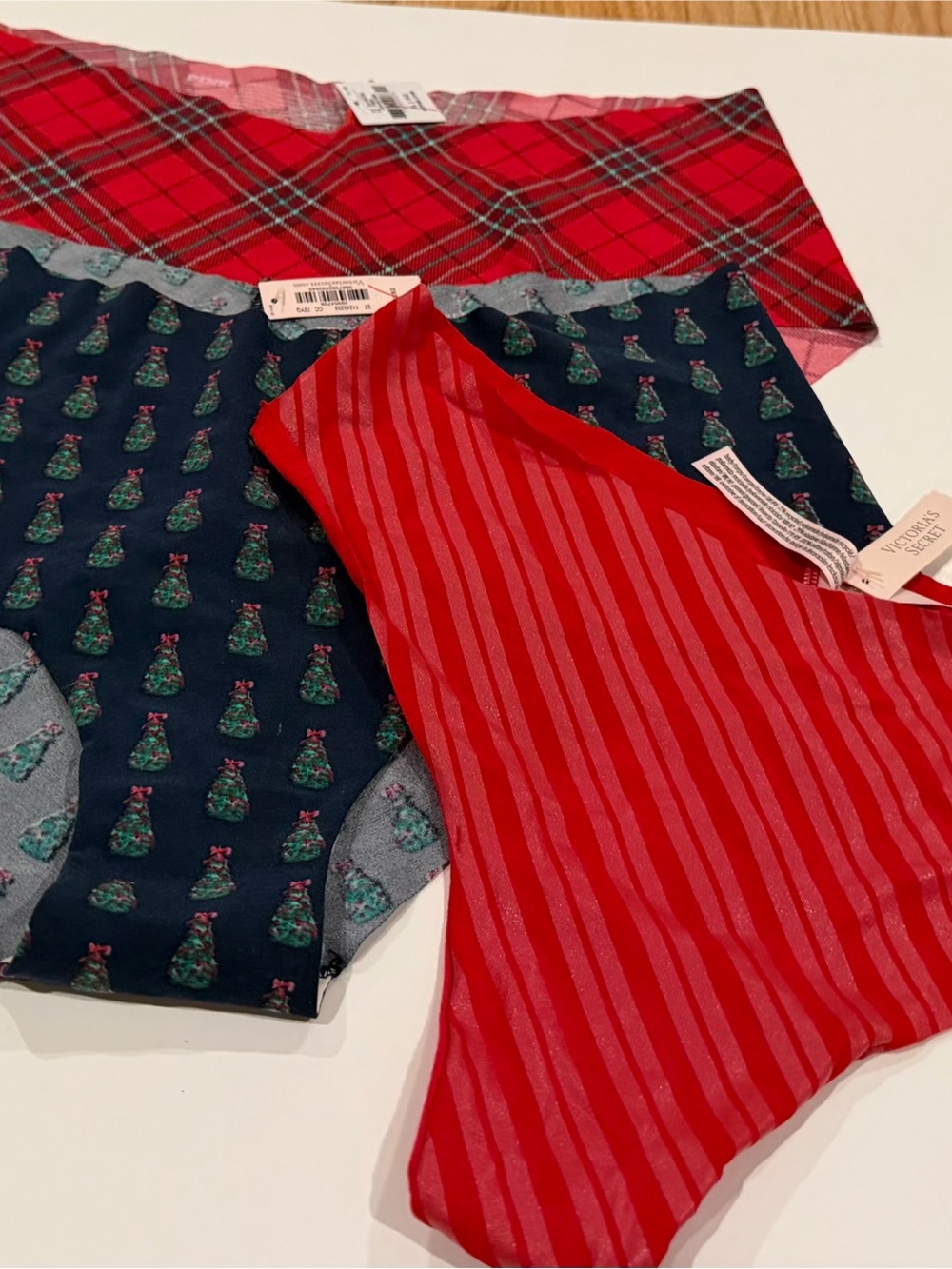 Victoria's Secret Red Striped & Navy Holiday 3 pack panties